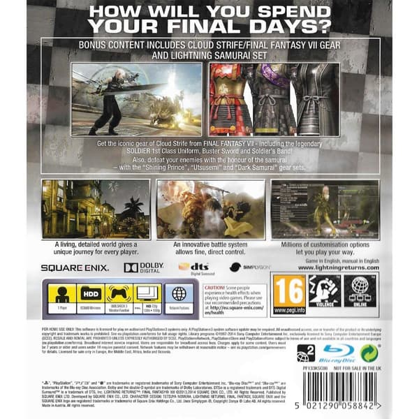 Lightning Returns Final Fantasy XIII Nordic Limited Edition Playstation 3 PS3 (Brugt)