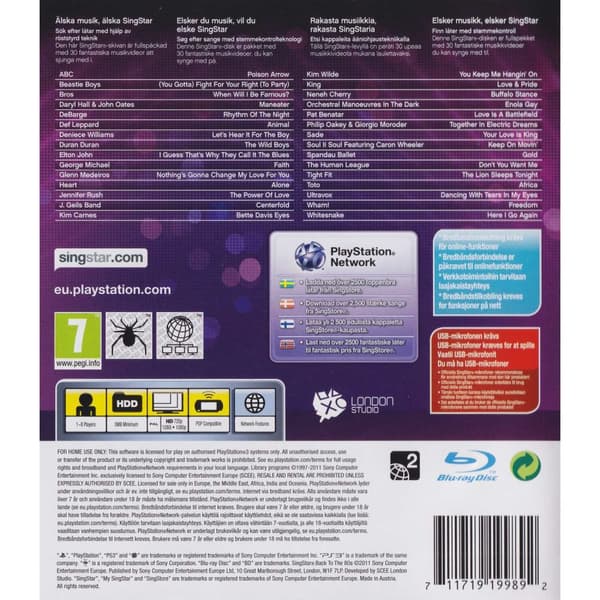Singstar Back to the 80s Playstation 3 PS3 Nordic (Brugt)