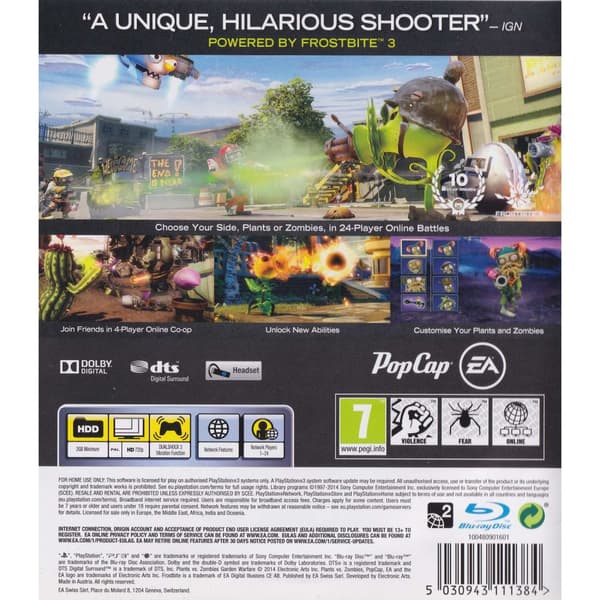 Plants vs Zombies Garden Warfare Playstation 3 PS3 (Brugt)