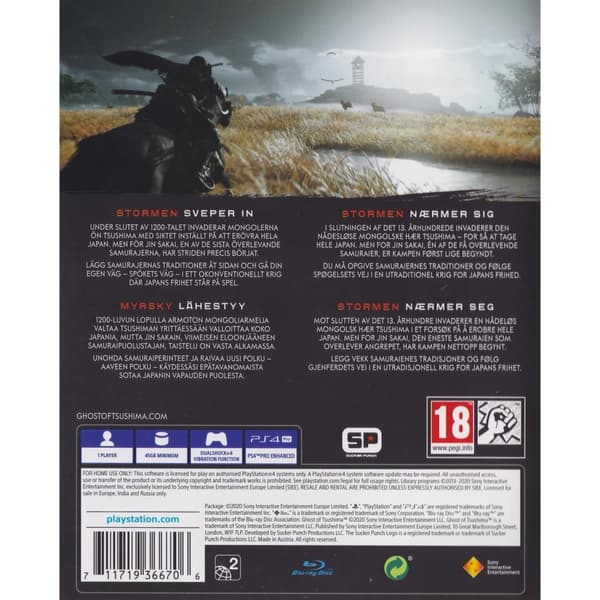 Ghost of Tsushima Playstation 4 PS4 Nordic (Begagnad)