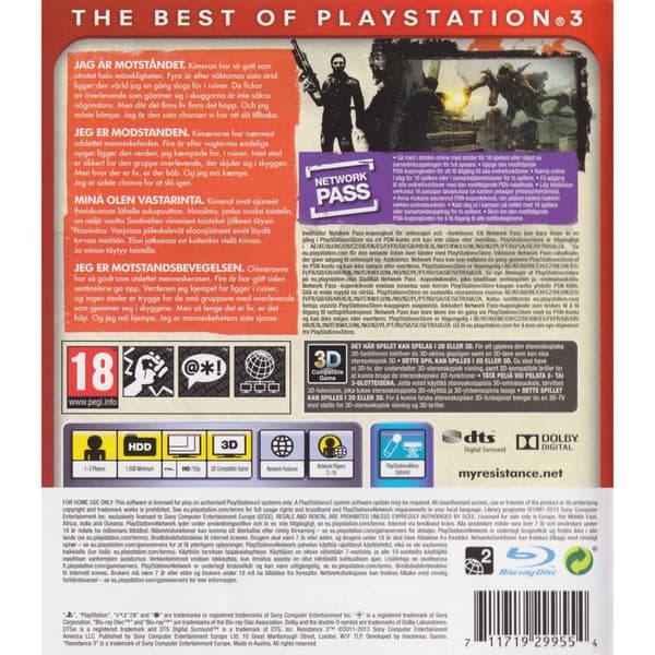 Resistance 3 Playstation 3 PS3 Essentials Nordic (Begagnad)