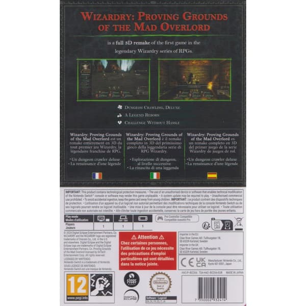 Wizardry Proving Grounds of the Mad Overlord Nintendo Switch