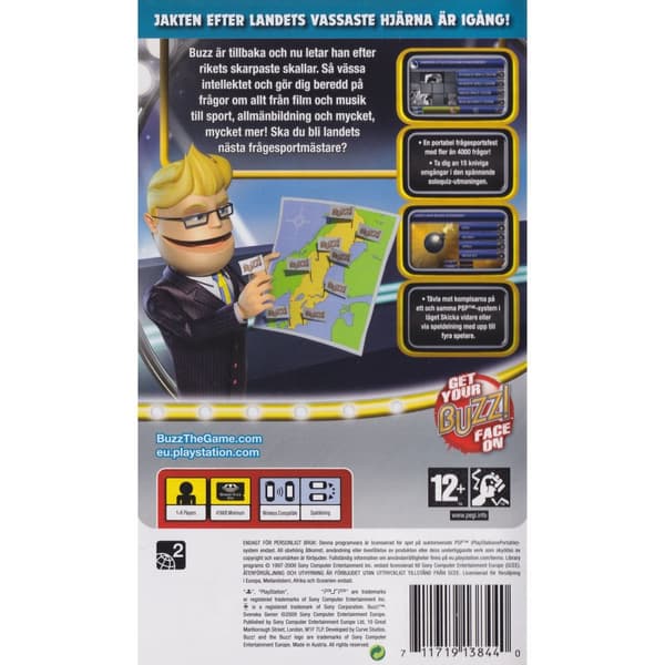 Buzz Svenska Genier Playstation Portable PSP Swedish (Käytetty)