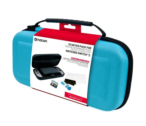 Essential Pack til Nintendo Switch II  Hrdtaske, Skrmbeskyttelse og Opbevaringsboks til 4 Spil (Bl) (Nintendo Switch 2)