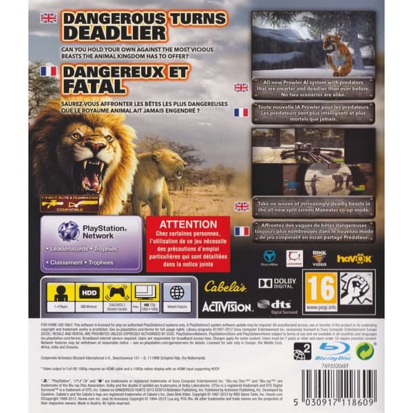 Cabelas Dangerous Hunts 2013 Playstation 3 PS3 (Begagnad)