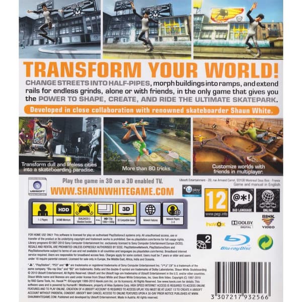 Shaun White Skateboarding Playstation 3 PS3 (Käytetty)