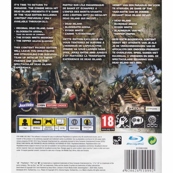 Dead Island Game of the Year Edition Playstation 3 PS3 (Brugt)
