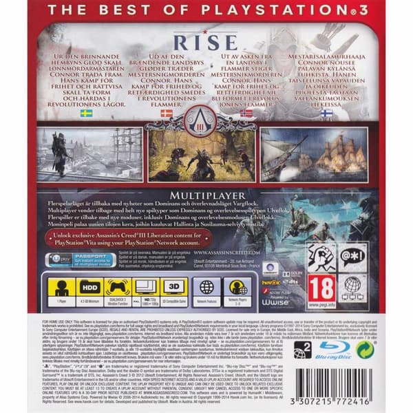 Assassins Creed III Playstation 3 PS3 Essentials Nordic (Brugt)