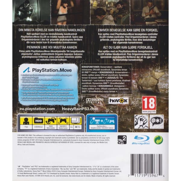 Heavy Rain Move Edition Playstation 3 PS3 Nordic (Käytetty)