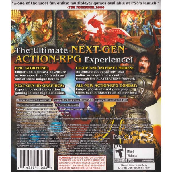 Untold Legends Dark Kingdom Playstation 3 PS3 IMPORT (Brugt)