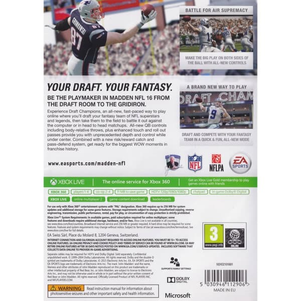 Madden NFL 16 Xbox 360 (Brukt)