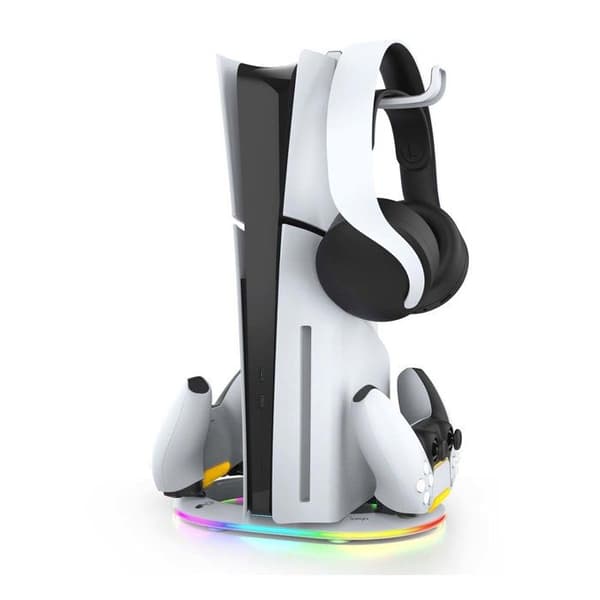 Stöd för Vertikal Laddning RGB för PS5 / PS5 Slim / PS5 Pro Ipega Vit