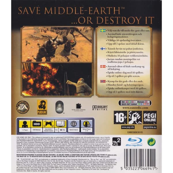 The Lord of the Rings Conquest Playstation 3 PS3 Nordic (Brugt)