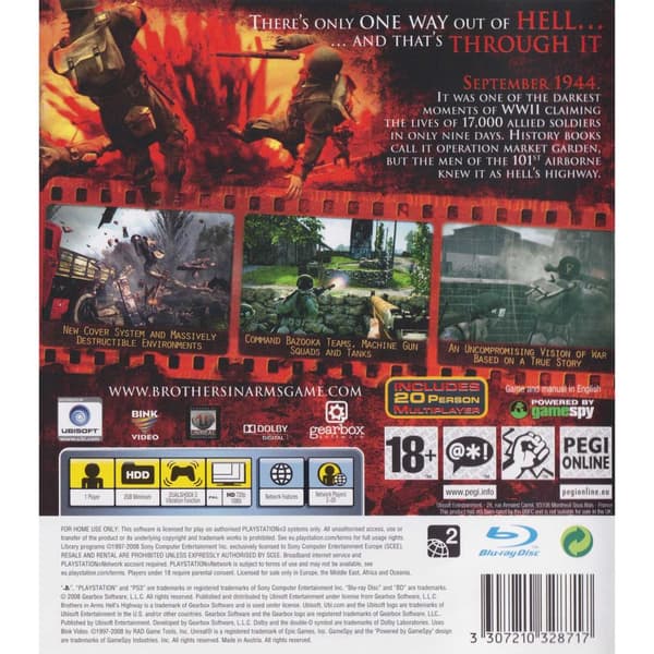Brothers in Arms Hells Highway Playstation 3 PS3 (Käytetty)