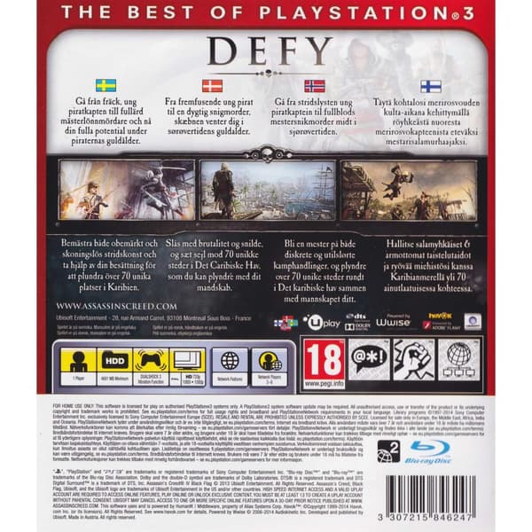 Assassins Creed IV Black Flag Playstation 3 PS3 Essentials Nordic (Brukt)