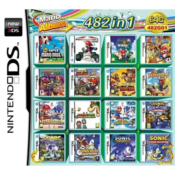 482 in 1 Nintendo DS, 3DS, DS Lite Compilation Game Cartridge Video Games