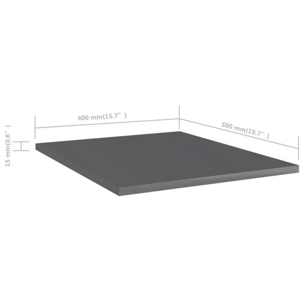 vidaXL Kirjahyllytasot 8 kpl korkeakiilto harmaa 40x50x1,5cm lastulevy