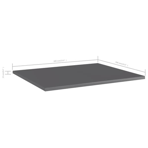 vidaXL boghylder 8 stk. 60x50x1,5 cm spånplade grå højglans