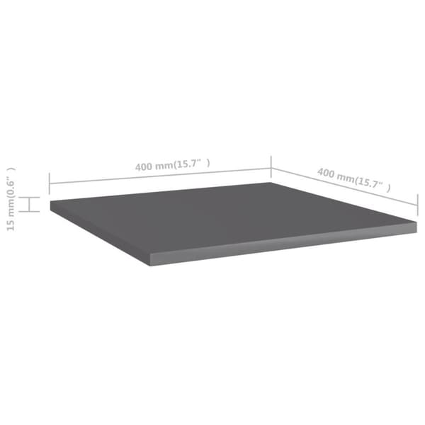 vidaXL Hyllplan 8 st grå högglans 40x40x1,5 cm spånskiva