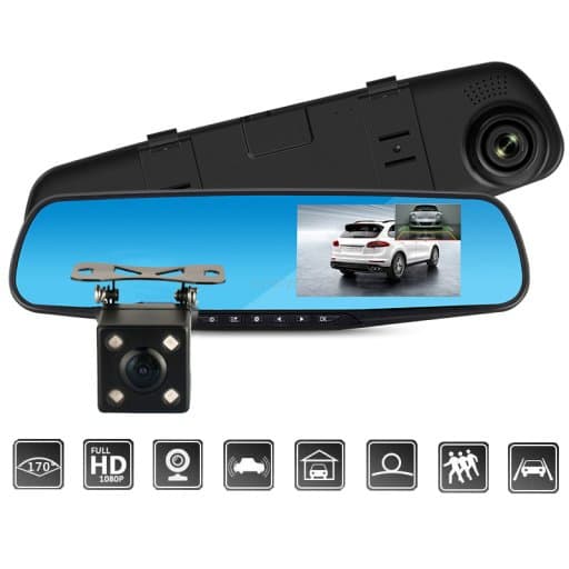 RoGer 2in1 Car mirror with integrated rear view camera / Full HD / 170' / G-Sensor / MicroSD / LCD 4.3''