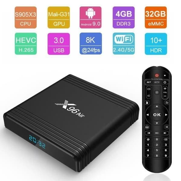 X96Air 4GB+32GB Android 9.0 Smart TV BOX S905X3 Dual WIFI Media Player