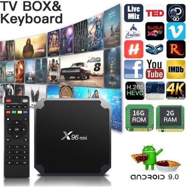 SUNNZO TV BOX X96 MINI 2GB+16GB Android 9.0 Multi-Core 64bit Cortex-A53, Mali-450 GPU,4KHD, 2.4GWIFI, Box Media Player