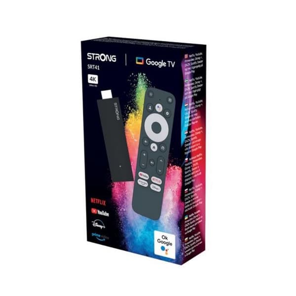STRONG - SRT 41 - Streaming Box Android TV 4K - Chromecast - Wifi 5 - Bluetooth - Google Röstassistent - Dolby Atmos/Vision - HDR