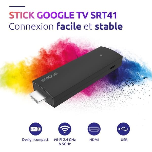 STRONG - SRT 41 - Streaming Box Android TV 4K - Chromecast - Wifi 5 - Bluetooth - Google Röstassistent - Dolby Atmos/Vision - HDR