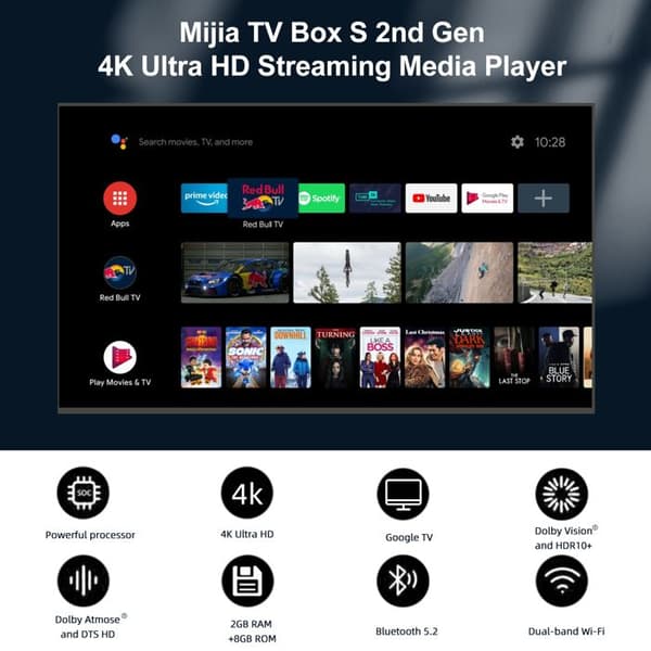 TV Box - Xiaomi - 2:a generationen - 4K Ultra HD - Wi-Fi - Bluetooth