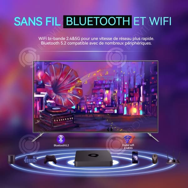 INN TV Box android 10.0 4k 60ps wi-fi 2,4/5ghz dubbelband bluetooth 5.2 hdr10 2+16go quadcore röstsmart TV Box android TV Box