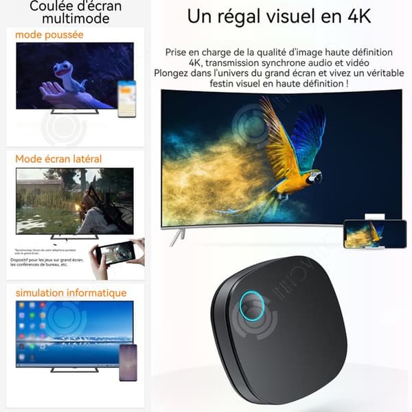 INN HDMI trådlös 4K dubbelband 5G/2,4 G Mirascreen dongel kompatibel med OS/Android/Windows stöder Miracast/DLNA/Airplay