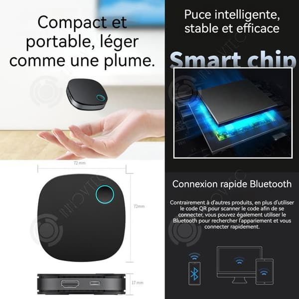 INN HDMI trådlös 4K dubbelband 5G/2,4 G Mirascreen dongel kompatibel med OS/Android/Windows stöder Miracast/DLNA/Airplay
