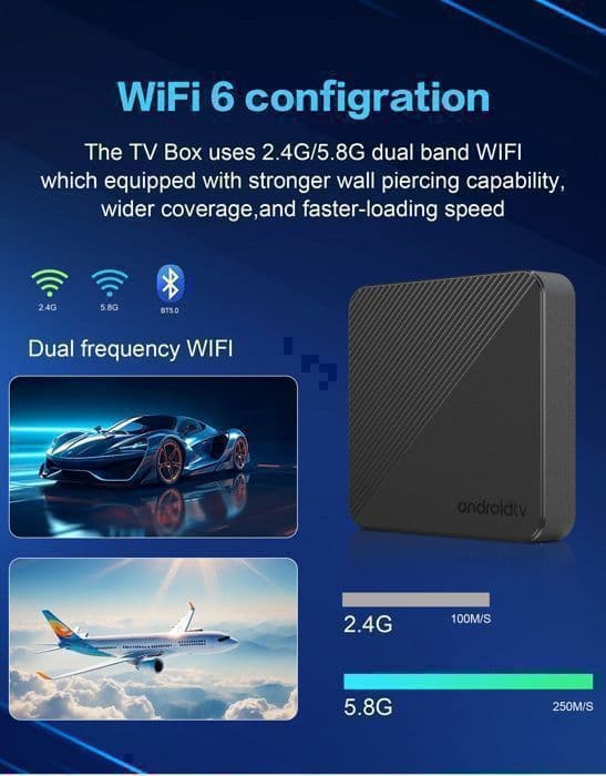 TV BOX - 8K - 2/16GB - IPTV-box - Android 14.0 - Android TV - WiFi 2.4/5.8G - Bluetooth 5.0 - HDR 10+ - Mediaprodukt
