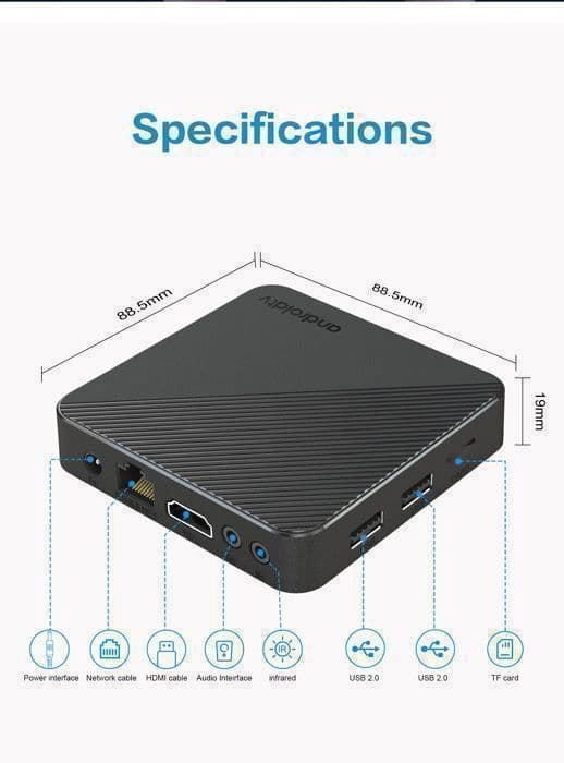 TV BOX - 8K - 2/16GB - IPTV-box - Android 14.0 - Android TV - WiFi 2.4/5.8G - Bluetooth 5.0 - HDR 10+ - Mediaprodukt
