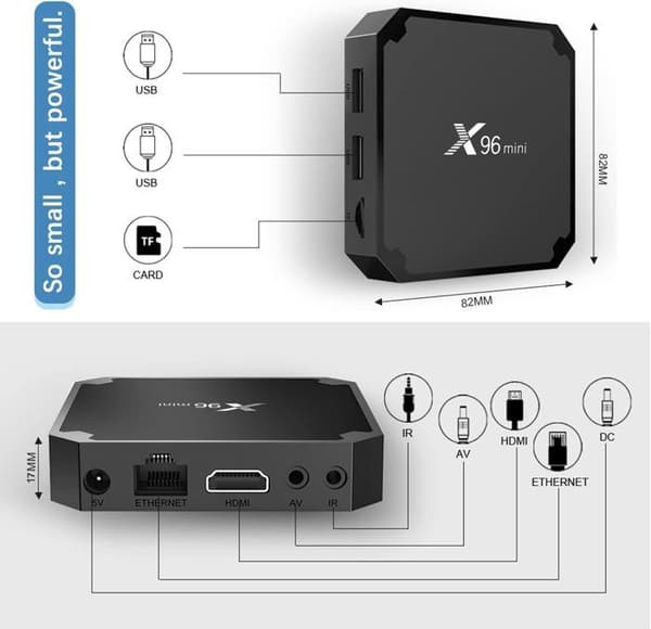 X96 Mini - TV BOX - 4K - 2/16GB - IPTV-box - Android 11.0 - Android TV - WiFi 2.4/5.0G - HDR 10 - Mediaplayer