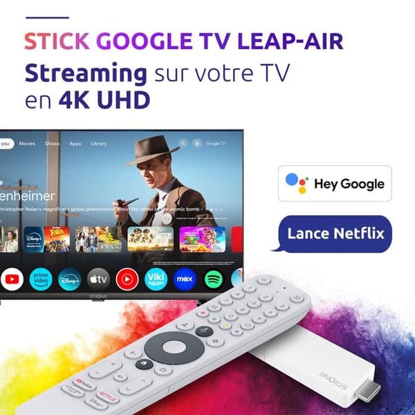 STRONG - LEAP-AIR - Streaming Box Google TV 4K - Chromecast - Wifi - Bluetooth - Google Assistant - Dolby Atmos/Vision - HDR