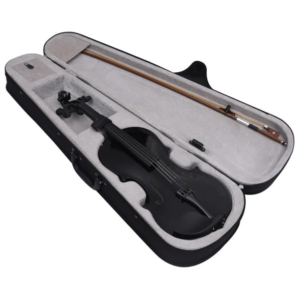vidaXL Fiolset fullstorlek med stråke och hakstöd svart 4/4 -  Violiner