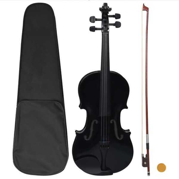 vidaXL Fiolset fullstorlek med stråke och hakstöd svart 4/4 -  Violiner