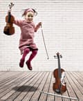 Miniatyrbild 2 av 4: Violin för barn - HANDELSHAUS LEGLER - Liten fot 7027 - Plast i trälook - Svart rosett