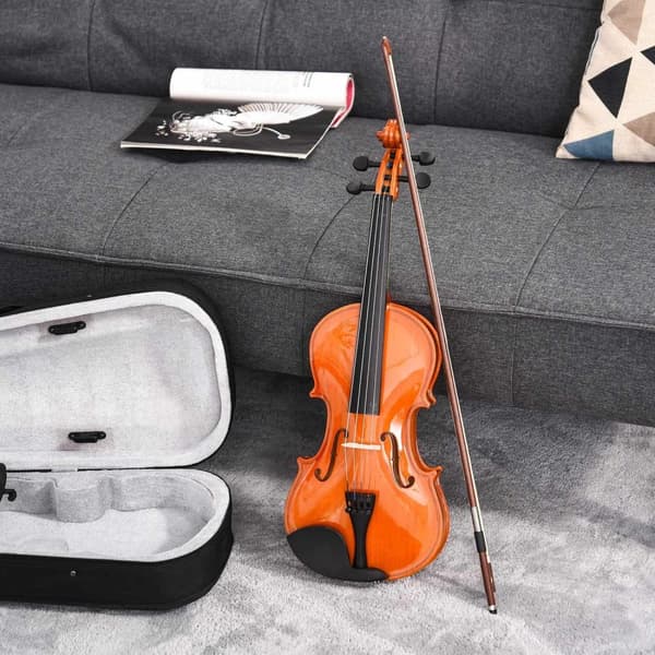 Rootz 4/4 Violin Set i fuld størrelse - Øvelse af violin - Begynderens violin - Spruce og ahorn - 58,5 cm x 21,5 cm x 7cm