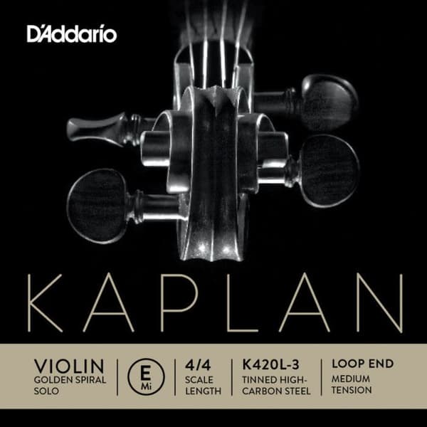MI Violin 4-4 Kaplan Golden Spiral Solo Loop, Medium Gauge - Violin - Violin 4-4 - String - [ E Loop-End String for Violin 4-4,