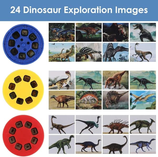OBOSOE Dinosaur Projektor Lommelygte Med 3 Diske 24 Billeder, Legetøj Til Drenge Piger, Dinosaur Børn Lommelygte, Natlys Projektor, Gaver