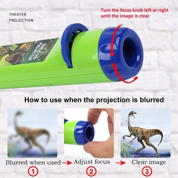 OBOSOE Dinosaur Projektor Lommelygte Med 3 Diske 24 Billeder, Legetøj Til Drenge Piger, Dinosaur Børn Lommelygte, Natlys Projektor, Gaver
