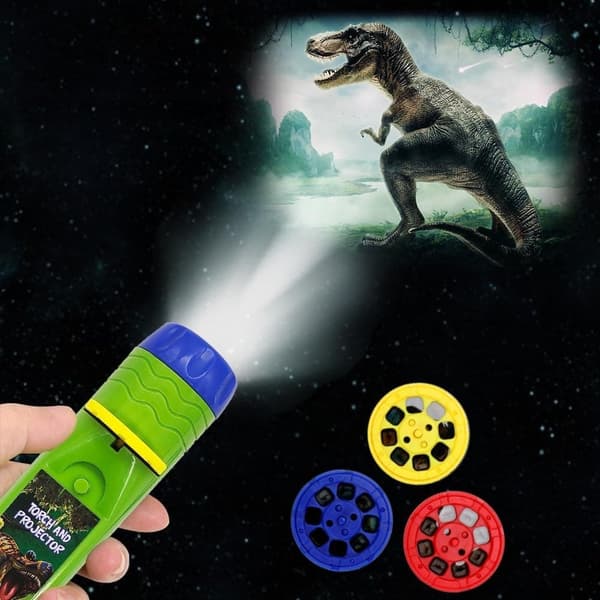 OBOSOE Dinosaur Projektor Lommelygte Med 3 Diske 24 Billeder, Legetøj Til Drenge Piger, Dinosaur Børn Lommelygte, Natlys Projektor, Gaver