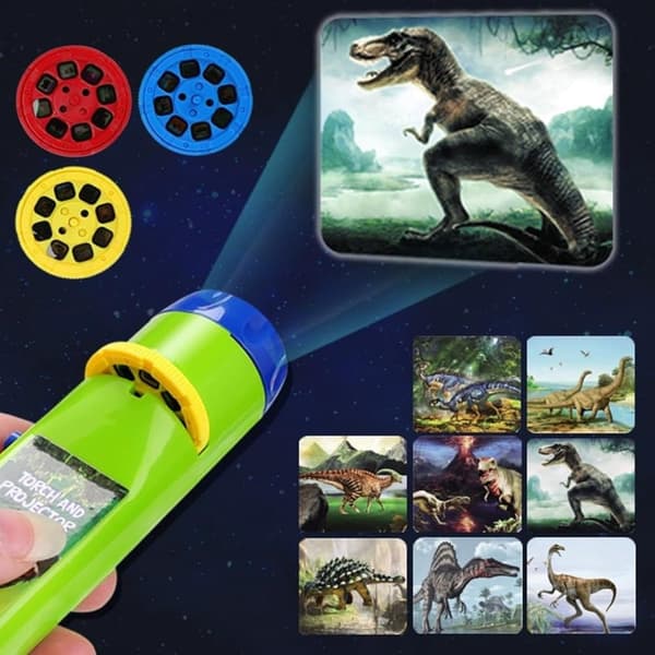 OBOSOE Dinosaur Projektor Lommelygte Med 3 Diske 24 Billeder, Legetøj Til Drenge Piger, Dinosaur Børn Lommelygte, Natlys Projektor, Gaver