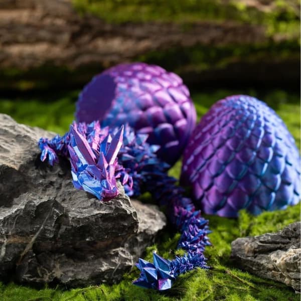 OBOSOE Surprise Dragon Egg med drage indeni, Mystery Dragon Egg, 3D-print Dragon Egg, Crystal Articulated Flexible Dragon.