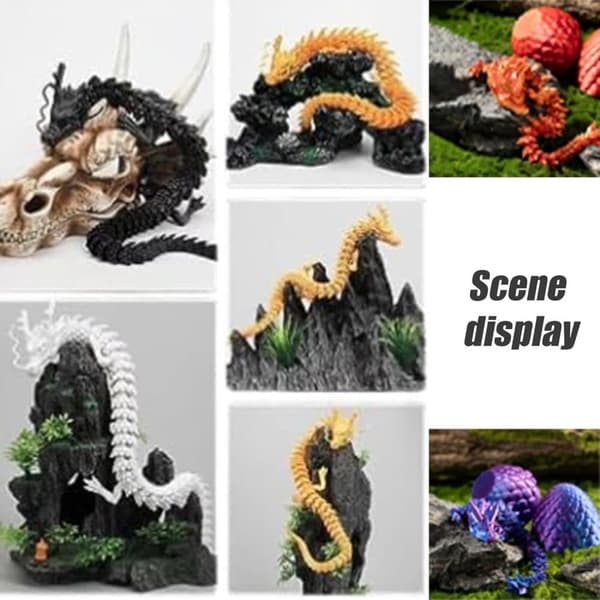 OBOSOE Surprise Dragon Egg med drage indeni, Mystery Dragon Egg, 3D-print Dragon Egg, Crystal Articulated Flexible Dragon.