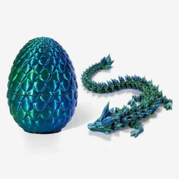 OBOSOE Surprise Dragon Egg med drage indeni, Mystery Dragon Egg, 3D-print Dragon Egg, Crystal Articulated Flexible Dragon.