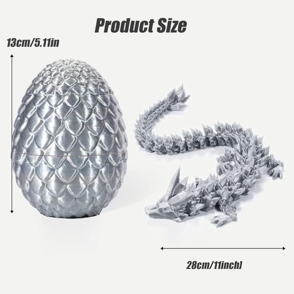 OBOSOE Surprise Dragon Egg med drage indeni, Mystery Dragon Egg, 3D-print Dragon Egg, Crystal Articulated Flexible Dragon.