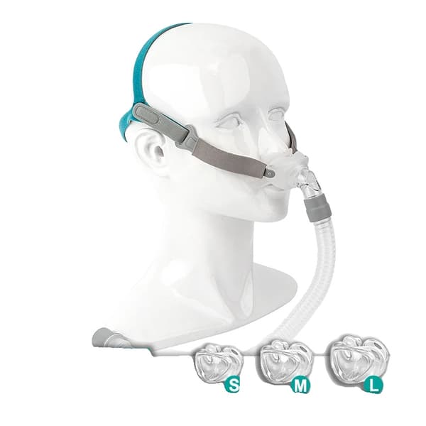 BMC CPAP Næsemaske, Komfortable Silikonepuder, Flere Størrelser Tilgængelige, Nem Justering af Hovedbånd